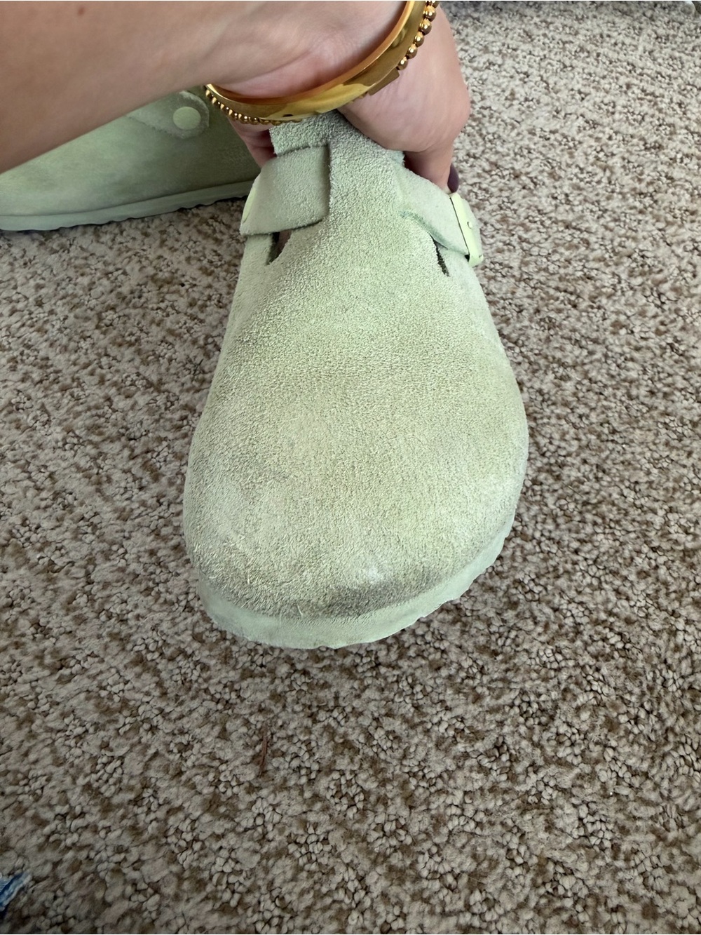 Birkenstock Bostons Suede in Green - Picture 5 of 12